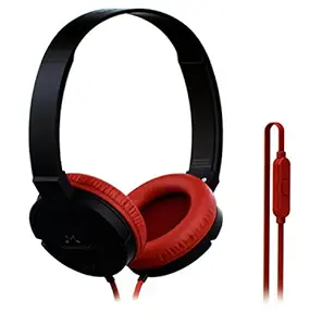 SoundMAGIC P10S Wired Over The Ear Headphone with Mic (Black and Red)