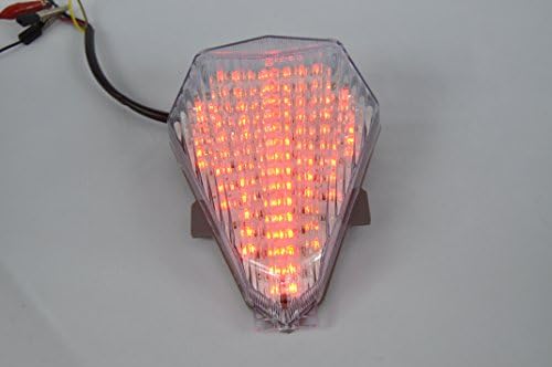 Topzone Moto Clear Lens Motorcycle Led Taillights Brake Tail Light with Integrated Turn Signal Lamp Indicators For Yamaha 2006-2007 R6, 2006-2007 YZF R6