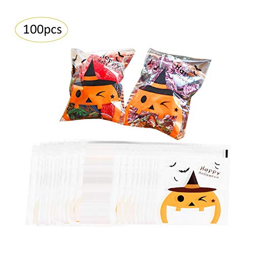 Preisvergleich Produktbild Geschenktaschen Süßigkeiten100 stücke Halloween Backen Verpackung Tasche, Kürbis Mann Kekse Kuchen Brot Candy Nougat Tasche
