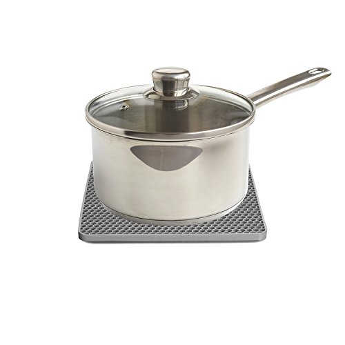 BasicForm Silikon hitzebeständiger Untersetzer, hitzebeständig, multifunktional, Wabenmuster(2 Stück) (Grau) - 2