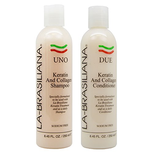 LA-BRASILIANA UNO Keratin After Treatment Shampoo 8oz + DUE Conditioner 8oz Combo Set Sale!