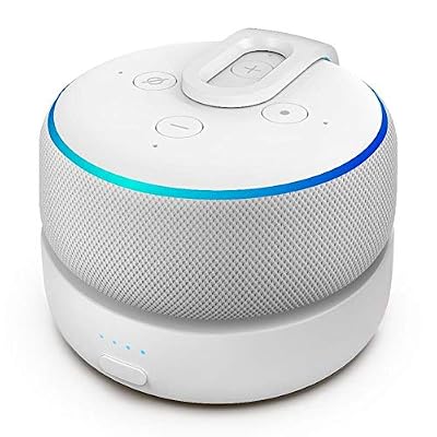 GGMM D3 Base de Batterie Portable pour Enceinte Dot 3ème Génération et Autres Enceintes Smart Home, 8 Heures de Lecture, Blanc (Dot Non Inclus)