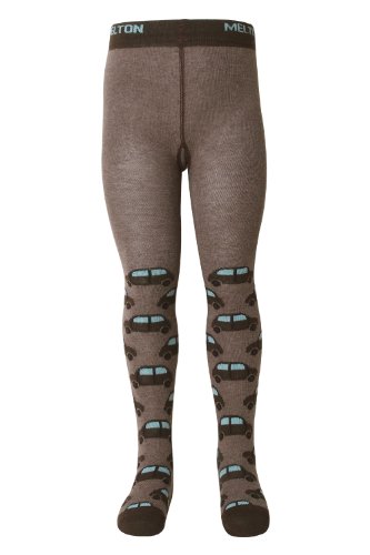 Melton Unisex Mini Cars Unisex Baby Tights 3 - 6 Months Dark Brown