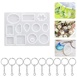 FDSHIP Silicone Casting Mould Resin Mould Set Epoxy Silicone Molds with Tools for DIY Craft Keychains Pendant Jewelry