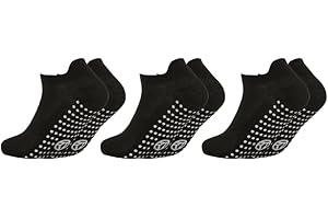GM Apparel- Girls Gripper Socks 3 Pairs Non Slip Kids Trampoline Socks with Grippy Sole - Dance Gym Sports Trainer Liner Low Cut Ankle Socks with Heel Protection, Indoor Sox 2-13 Years