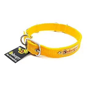 ESHOPY Dog Collar with Buckle Adjustable Safety Nylon Collars for Small Medium Large Dogs, Bell (Ghungroo) Specially for Medium Breed Dogs Collar (Yellow Collar)