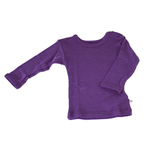 Celavi Baby Girls Undershirt Long Sleeve Coloured Wool Blouse, Purple (Violet), 80 cm