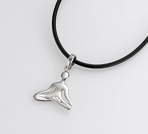 925 Sterling Silver Yoga Lotus  Pose Necklace Pendant With Leather Cord