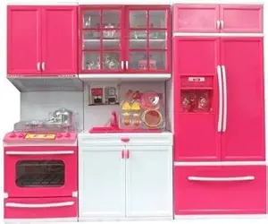 Chigs Fashion Plastic New Compartment 3 Kitchen Set Kitchen Set for Girls Kitchen Set with 3 compartments Kids Toys Compartment 3 Kitchen Set Kitchen Set for Girls (Pink)