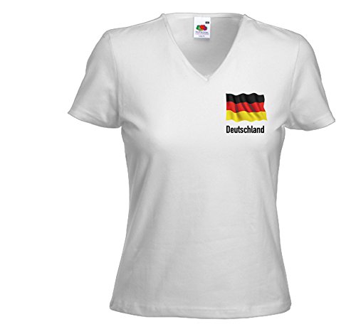 Fussball Damen T-Shirt Deutschland Fahne weiß WM EM Fanartikel Gr. XS