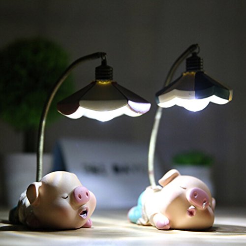 PIXNOR LED Tischlampe Batterie Nachtlichter LED Lieblingsbuch Schreibtischlampe (grinsenden Schwein) - 9
