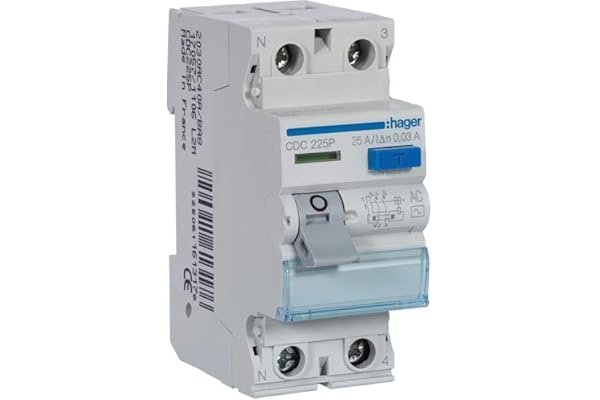 CDC225P Inter dif. 2P 25A 30mA type AC 2M HAGER