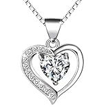 Collier, Amilril Argent Sterling 925 Collier Coeur Pendentif, Anniversaire, Mariage, Noël Cadeau Bijoux