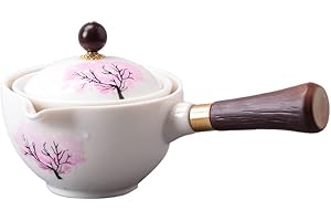 LYEAA Théière en céramique faite à la main en porcelaine, distributeur de thé chinois avec poignée latérale et infuseur à 360 degrés, rotation antidéversement, théière Kong Fu semiautomatique pour la