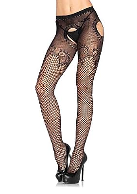 Leg Avenue Collant Ouvert Baroque Noir Taille Unique