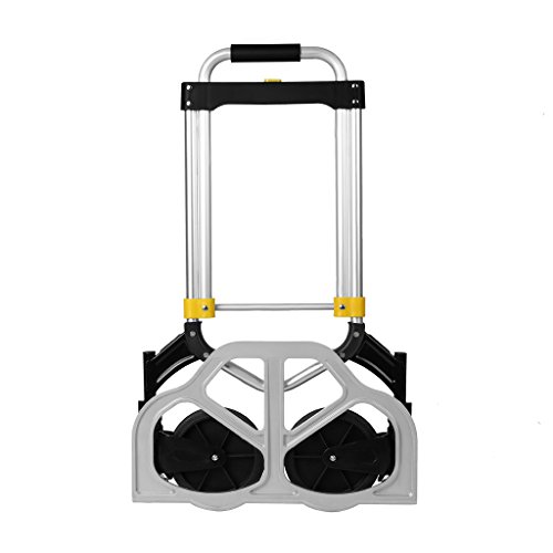 Finether klappbare Alu-Karre Sackkarre Transportkarre Handkarre mit ausziehbarem Griff Paketroller Kistenkarre aus hochwertigem Aluminium zum Transport von Kisten Gepäck belastbar bis 80 kg klappbar - 2
