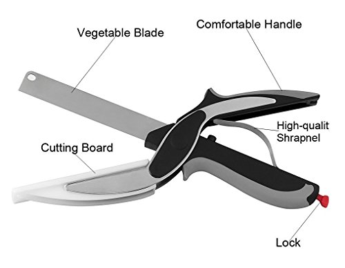 NWSS Edelstahl Runde Küchenmesser Kreativ gestaltet Rollenden Messer Multi-Purpose Rundmesser mit einem einzigartigen ergonomischen Design und Scharfer Klinge ermöglicht es Ihnen, Schneiden von Fleisch und Gemüse Schützen Sie Ihr Handgelenk mit hängenden Haken Grün (Schere, Schwarz) - 3