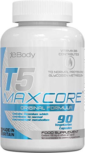 Quemador de Grasa T5 Maxcore | Comprimidos supresores del apetito |Píldoras adelgazantes para mujeres y hombres T5| Fabricado en reino Unido | Max ima fuerza Quemador de Grasa T5 Ayuda para la pérdida de peso (90 cápsulas vegetarianas)