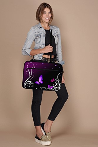 PEDEA Canvas Design Notebooktasche 17,3 Zoll (43,6 cm) mit Schultergurt, purple butterfly - 3
