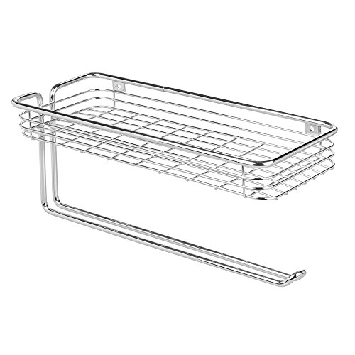 mDesign Küchenrollenhalter Wand – Halter für Papierrollen in Küche oder Bad – an der Wand zu befestigender, moderner Papierrollenhalter – Farbe: Chrom - 3