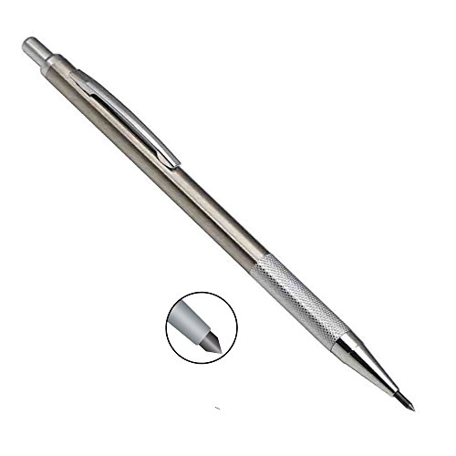 STEINLE R10 Reißnadel aus Hartmetall Druckbleistift 146 mm in Kugelschreiberform inkl. Clip mit Fallmechanik Spitze austauschbar, Gewicht: 0.03