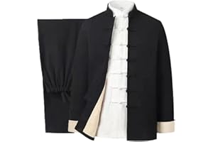 Cotton Linen Tai Chi Uniform Set Tang Suit Chinese Traditional Clothing Men's Martial Arts Clothing Breathable Long Sleeve Coat Tops Trousers Kung Fu Uniform Zen Meditati