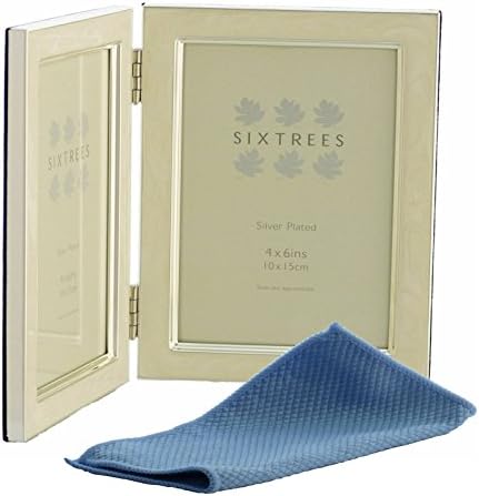 Art Deco Style Enamel and Silver Plate Photo Frames for 6" x 4" - 10" x 8" Pictures - Zurich by Sixtrees (Twin 6" x 4", White)