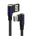 Produktbild LEDELI Winkelstecker 90Grad geknickt Nylon Gamer Ladekabel Schnellladekabel (Type C in Schwarz)