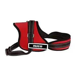 RvPaws Dog Belt Padded Dog Harness Adjustable Neck Strip & Chest Strip Dog Harness (Red, Large)