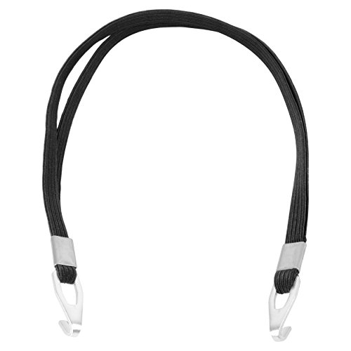 BV Fahrrad-Spanngurt, Fahrradgummi Gepäckträgergurt mit 2 Silber-Haken, Bike Black, Grey & White Triple Elastic Strap with Silver Mounting Metal Attachments