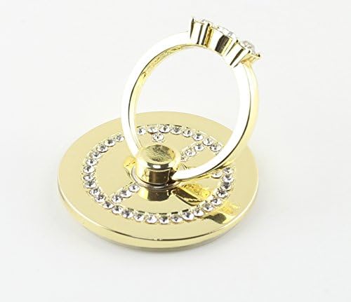 CXMALL Finger Grip Ring, Peace Metal 360 Rotating Cell Phone Ring Stand Holder Kickstand with Bling Diamond for All Mobile Phones,iPads and Tablets (Gold).