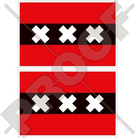 Amsterdam Flagge Niederlande, North Holland, Nederland (Dutch 10,2 cm (100 mm) Bumper Sticker, Aufkleber Vinyl X2