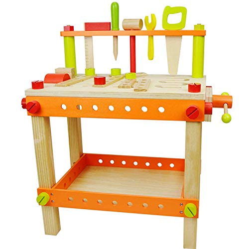 Preisvergleich Produktbild jumini Kinder-Werkbank aus Holz - Werkstatt mit Werkzeug und Zubehör