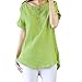 Produktbild OSYARD Damen Sommer Casual Kurzarm Lose T-Shirt Baumwolle Leinen Bluse Tops(EU 44/L, Grün )
