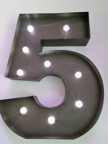 HLS LED Letter 5 in Rusty Brown Effect - 33cm (13") Metal LED Marquee Light Up Sign in in Rusty Brown Effect