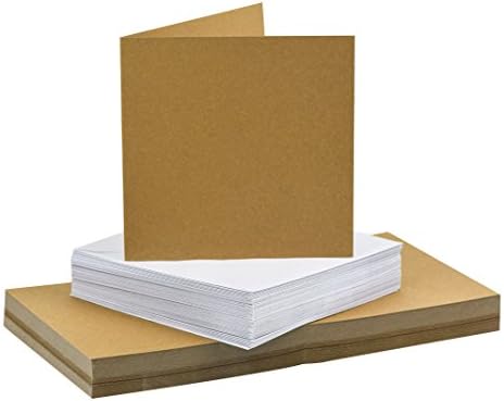 Craftwork Cards Limited Craftwork Cards 5x5 Cards And Envelopes, Kraft, Straight Edge (50 Pack), Brown