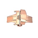 Wingbind Vintage Lederarmband Band Edelstahl Schmetterling Doppel Faltschließe 16mm 18mm 20mm 22mm 24mm