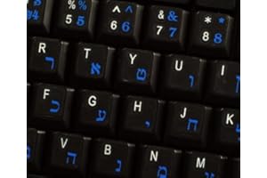 Qwerty Keys Hebräisch transparente Tastaturaufkleber mit Blauen Buchstaben - Geeignet für Jede Tastatur
