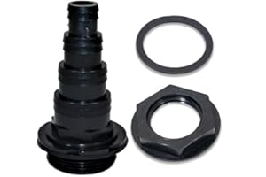 ECO-FILTRATION 1.5″ BSP 4 Stepped Black Threaded HOSETAIL and Back NUT KOI Fish Pond Filter