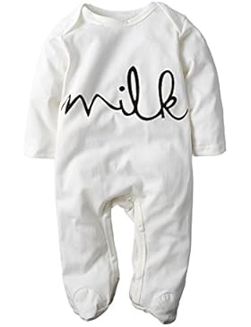 BIG ELEPHANT Baby Jungen'1 Stück Grafik Langarm Spielanzug Pyjama Weiß H42