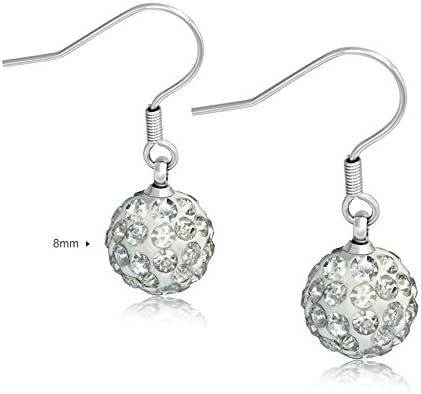 925 Sterling Silver drop earrings handmade with crystal (8mm Crystal Spheres)