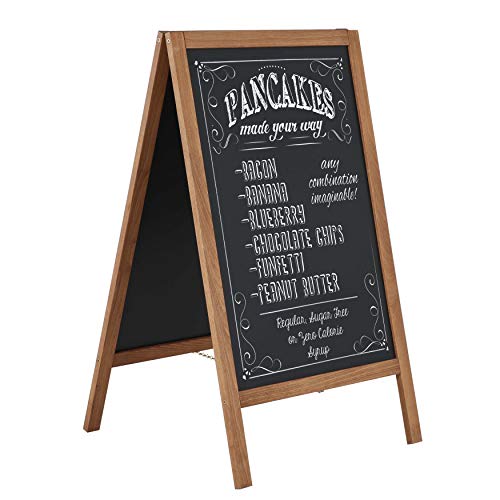 DISPLAY SALES - Tope para clientes, madera de haya oscura, resistente a la intemperie, pizarra magnética, color marrón 54 x 95 cm