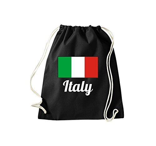 ShirtInStyle Gym Sack Turnbeutel Ländersack Italy Italien Farbe Schwarz