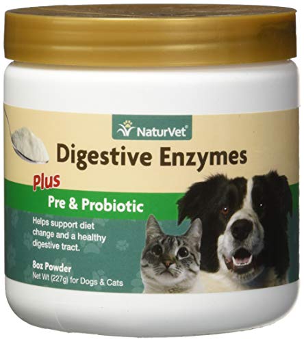 NaturVet DIGESTIVO ENZIMAS Y PROBIÓTICOS Sana Digestión Perros/Gatos 226 g
