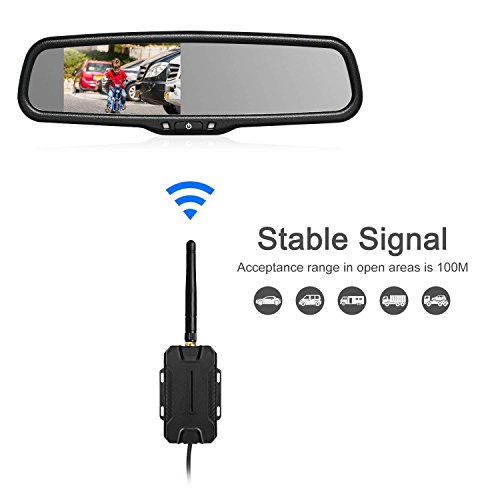 BOSCAM-K2-Wireless-Backup-Camera-Kit-Rearview-Mirror-Monitor-and-Universal-Waterproof-Night-Vision-Rear-View-License-Plate-Reversing-Camera-for-Parking-Assist