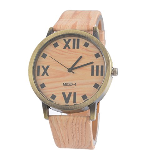Souarts Damen Retro Holz Streifen Uhr Armbanduhr Holzimitation Kunstleder Quartzuhr Analog mit Batterie Souarts Damen Retro Holz Streifen Uhr Armbanduhr Holzimitation Kunstleder Quartzuhr Analog mit Batterie