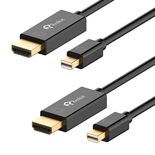 Mini DP auf HDMI Kabel, Rankie 2-Pack 1.8m Vergoldet MiniDP DisplayPort (Thunderbolt™ Port Kompatibel) to HDMI Kabel HDTV Cable (Schwarz) - R1101E