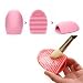 DE'LANCI Professional Oval Cosmetic Cream Powder Blush Makeup Brush+ Cosmestic Sponge Blender Flawless Puff+Silicone MakeUp Washing Brush Scrubber Board Cosmetic Clean Tool-3 in 1 Travel Makeup Tool Set
