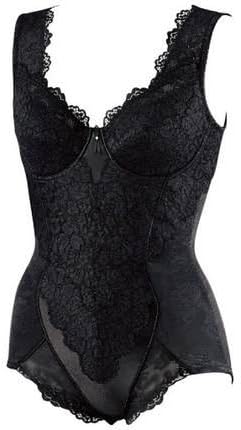 Fostly Lady Sexy Corset Control Bodysuit Slimming Suit Body Shaper Waist Cincher Slimming Underwear L Black