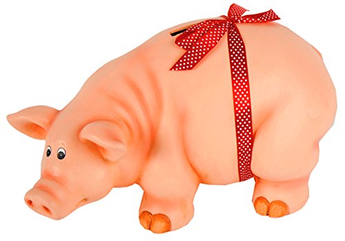 Spardose XXL - Riesen Sparschwein mit roter Schleife - pinke Sparsau ideal als Geldgeschenk zur Hochzeit oder zum Geburtstag - Sparbüchse